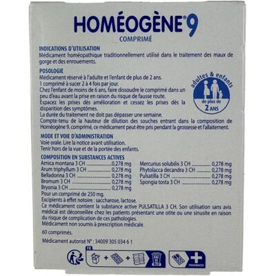 Médicaments sans ordonnance > Homéopathie > Comprimés homéopathiques Homéogène 9 Comprimés x 60 - Publicité Médicaments sans ordonnance > Homéopathie > Comprimés homéopathiques Homéogène 9 Comprimés x 60 - Publicité