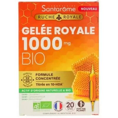Santarome Ruche Royale Gelée Royale 1000 mg - 20 ampoules de 10 ml - Soutient le système immunitaire - Publicité Santarome Ruche Royale Gelée Royale 1000 mg - 20 ampoules de 10 ml - Soutient le système immunitaire - Publicité