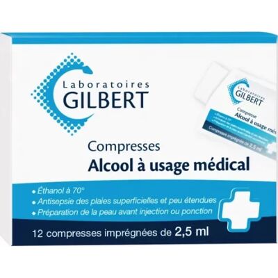 Médicaments sans ordonnance > Médicaments de premiers soins > Médicament antiseptique Gilbert Compresse Imprégnée Alcool x 13 - Publicité Médicaments sans ordonnance > Médicaments de premiers soins > Médicament antiseptique Gilbert Compresse Imprégnée Alcool x 13 - Publicité