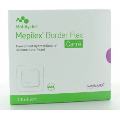 Mölnlycke Mepilex Border Flex 7,5x8,5cm - Pansement - Publicité Mölnlycke Mepilex Border Flex 7,5x8,5cm - Pansement - Publicité