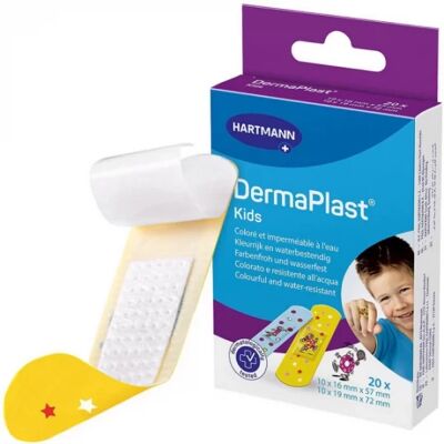 Hartmann DermaPlast Kids Imperméables Hypoallergéniques - Pansements Premiers Secours - Publicité Hartmann DermaPlast Kids Imperméables Hypoallergéniques - Pansements Premiers Secours - Publicité