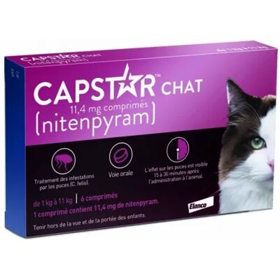 Elanco Capstar 11,4 mg Traitement anti-puces pour chats et chiens - Traitement anti-puces - Publicité Elanco Capstar 11,4 mg Traitement anti-puces pour chats et chiens - Traitement anti-puces - Publicité