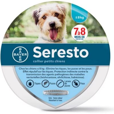 Collier Seresto Bayer Petit Chien - Prévention Puces & Tiques - Publicité Collier Seresto Bayer Petit Chien - Prévention Puces & Tiques - Publicité