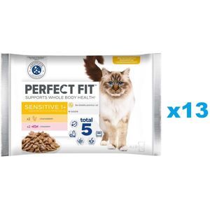 PERFECT FIT Sensitive 1+ 52x85 g Aliment complet humide pour chats adultes, en sauce au poulet, avec du saumon - Publicité PERFECT FIT Sensitive 1+ 52x85 g Aliment complet humide pour chats adultes, en sauce au poulet, avec du saumon - Publicité