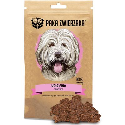 PAKA ZWIERZAKA Chunkies Friandise naturelle pour chien 100 % bœuf 80 g - Publicité PAKA ZWIERZAKA Chunkies Friandise naturelle pour chien 100 % bœuf 80 g - Publicité