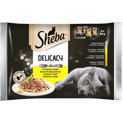 SHEBA Delicacy in Jelly Sachet d'arômes de volaille 4 x 85g - Publicité SHEBA Delicacy in Jelly Sachet d'arômes de volaille 4 x 85g - Publicité