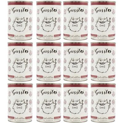 GUSSTO Nourriture humide pour chats sanglier - Haute viande, Sans céréales, 12x400g - Publicité GUSSTO Nourriture humide pour chats sanglier - Haute viande, Sans céréales, 12x400g - Publicité