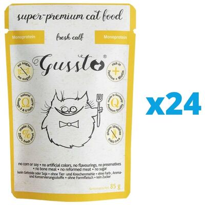 GUSSTO Nourriture pour Chats au Veau - Haute Qualité, Sans Céréales - Publicité GUSSTO Nourriture pour Chats au Veau - Haute Qualité, Sans Céréales - Publicité