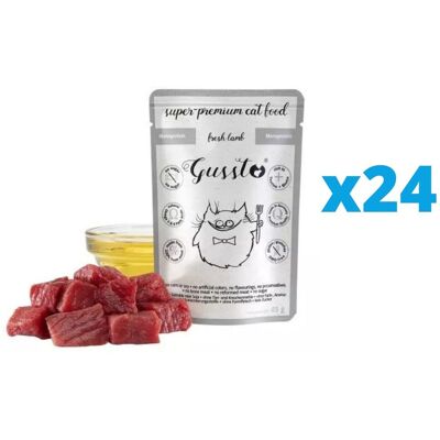 GUSSTO Nourriture humide pour chat à l'agneau - Sans céréales, 70% de viande, 85g - Publicité GUSSTO Nourriture humide pour chat à l'agneau - Sans céréales, 70% de viande, 85g - Publicité