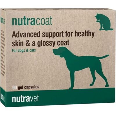NUTRAVET Nutracoat - Omega-3, Biotine & Vitamine E pour peau et pelage - Publicité NUTRAVET Nutracoat - Omega-3, Biotine & Vitamine E pour peau et pelage - Publicité