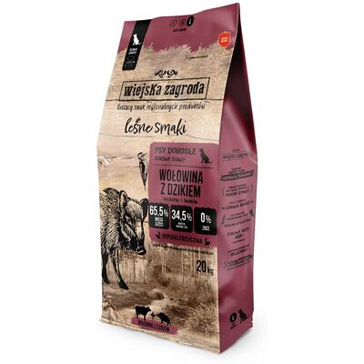 Nourriture pour chiens Wiejska Zagroda viande de bœuf et sanglier - 20kg - Publicité Nourriture pour chiens Wiejska Zagroda viande de bœuf et sanglier - 20kg - Publicité