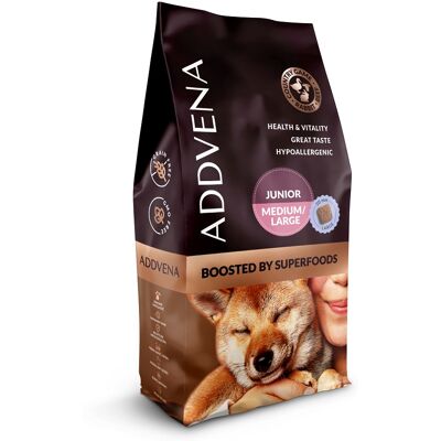 ADDVENA Marque Modèle Junior Moyen Grand - Nourriture pour chiens - Publicité ADDVENA Marque Modèle Junior Moyen Grand - Nourriture pour chiens - Publicité