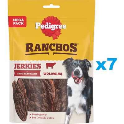 PEDIGREE Ranchos Jerkies Nourriture complémentaire sans céréales pour chiens adultes, au bœuf 7 x 180 g - Publicité PEDIGREE Ranchos Jerkies Nourriture complémentaire sans céréales pour chiens adultes, au bœuf 7 x 180 g - Publicité