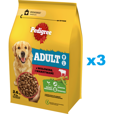 PEDIGREE Adult 3x2.6 kg - Nourriture sèche pour chiens - Publicité PEDIGREE Adult 3x2.6 kg - Nourriture sèche pour chiens - Publicité