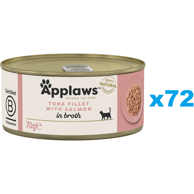 APPLAWS Cat Tin - Filet de thon et saumon en bouillon - 72x70 g - Publicité APPLAWS Cat Tin - Filet de thon et saumon en bouillon - 72x70 g - Publicité