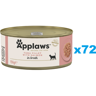 APPLAWS Cat Tin - Filet de thon et saumon en bouillon - 72x156 g - Publicité APPLAWS Cat Tin - Filet de thon et saumon en bouillon - 72x156 g - Publicité