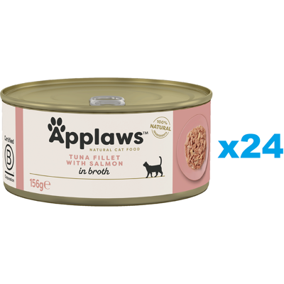APPLAWS Cat Tin - Filet de thon et saumon en bouillon - 24x156 g - Publicité APPLAWS Cat Tin - Filet de thon et saumon en bouillon - 24x156 g - Publicité