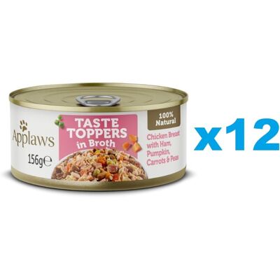 APPLAWS Dog Tin Taste Toppers - Blanc de poulet, jambon et légumes en bouillon - 12x156 g - Publicité APPLAWS Dog Tin Taste Toppers - Blanc de poulet, jambon et légumes en bouillon - 12x156 g - Publicité