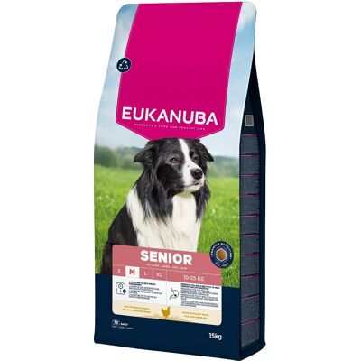 EUKANUBA Senior Medium Breeds Chicken 15 kg nourriture sèche pour chiens âgés de races moyennes riche en poulet frais - Publicité EUKANUBA Senior Medium Breeds Chicken 15 kg nourriture sèche pour chiens âgés de races moyennes riche en poulet frais - Publicité