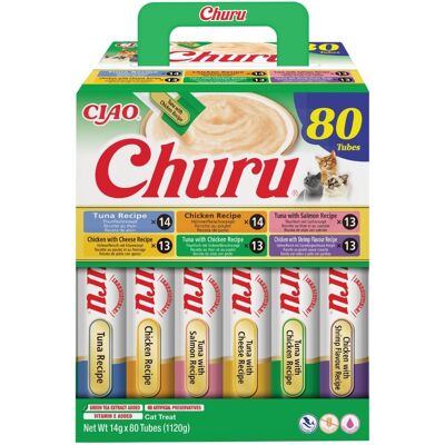 INABA Cat Churu Chicken and Tune Receipe Mélange de friandises crémeuses au poulet et au thon pour chats 80x14g - Publicité INABA Cat Churu Chicken and Tune Receipe Mélange de friandises crémeuses au poulet et au thon pour chats 80x14g - Publicité