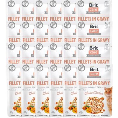 BRIT Care Fillets in Gravy, assortiment de filets de poulet, de dinde et de saumon en sauce pour chats, 48 x 85 g - Publicité BRIT Care Fillets in Gravy, assortiment de filets de poulet, de dinde et de saumon en sauce pour chats, 48 x 85 g - Publicité