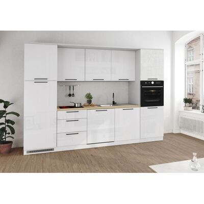 Deladeco Cuisine complète moderne 300 cm blanc brillant/chêne Louna Blanc brillant/chêne - Publicité Deladeco Cuisine complète moderne 300 cm blanc brillant/chêne Louna Blanc brillant/chêne - Publicité
