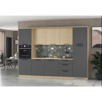 Deladeco Cuisine complète moderne 300 cm anthracite mat/chêne Louna Anthracite mat/chêne - Publicité Deladeco Cuisine complète moderne 300 cm anthracite mat/chêne Louna Anthracite mat/chêne - Publicité