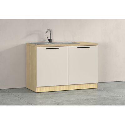 Deladeco Meuble sous évier de cuisine moderne cachemire/chêne Louna Cachemire/chêne chopin - Publicité Deladeco Meuble sous évier de cuisine moderne cachemire/chêne Louna Cachemire/chêne chopin - Publicité