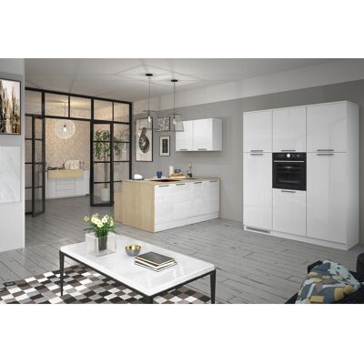 Deladeco Cuisine complète moderne 3 éléments blanc brillant/chêne Louna Blanc mat/blanc brillant/chêne chopin - Publicité Deladeco Cuisine complète moderne 3 éléments blanc brillant/chêne Louna Blanc mat/blanc brillant/chêne chopin - Publicité