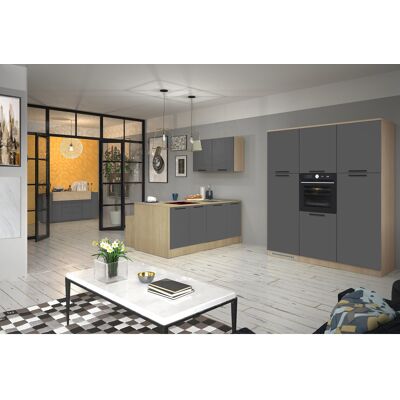 Deladeco Cuisine complète moderne 3 éléments anthracite mat/chêne Louna Anthracite mat/chêne chopin - Publicité Deladeco Cuisine complète moderne 3 éléments anthracite mat/chêne Louna Anthracite mat/chêne chopin - Publicité