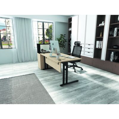 Matelpro Bureau droit individuel avec voile de fond Sato Blanc, gris, hêtre, nebraska, chêne fil, timber ou cèdre - Publicité Matelpro Bureau droit individuel avec voile de fond Sato Blanc, gris, hêtre, nebraska, chêne fil, timber ou cèdre - Publicité