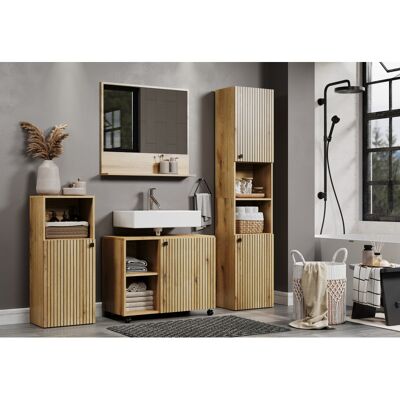 Deladeco Ensemble de salle de bain contemporain chêne clair Lissandre Chêne clair - Publicité Deladeco Ensemble de salle de bain contemporain chêne clair Lissandre Chêne clair - Publicité