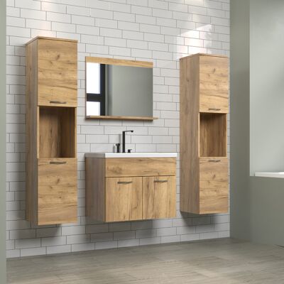 Deladeco Ensemble de salle de bain moderne 4 éléments chêne clair Hyro Chêne clair - Publicité Deladeco Ensemble de salle de bain moderne 4 éléments chêne clair Hyro Chêne clair - Publicité