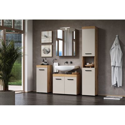 Deladeco Ensemble de salle de bain moderne chêne/cachemire Leane Chêne/cachemire - Publicité Deladeco Ensemble de salle de bain moderne chêne/cachemire Leane Chêne/cachemire - Publicité