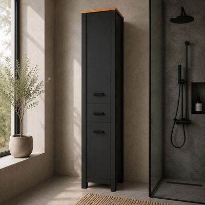 Deladeco Colonne de salle de bain 2P moderne anthracite/chêne Venitia Anthracite/chêne - Publicité Deladeco Colonne de salle de bain 2P moderne anthracite/chêne Venitia Anthracite/chêne - Publicité