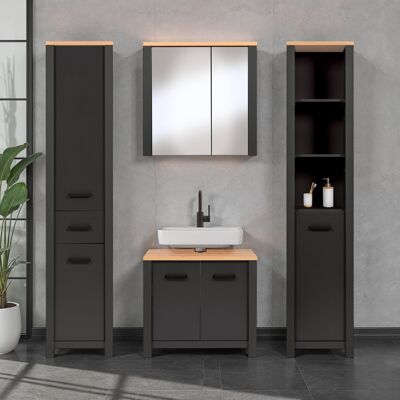 Deladeco Ensemble salle de bain moderne 4 éléments anthracite/chêne Venitia Anthracite/chêne - Publicité Deladeco Ensemble salle de bain moderne 4 éléments anthracite/chêne Venitia Anthracite/chêne - Publicité