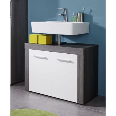 Deladeco Meuble sous lavabo contemporain coloris gris foncé/blanc Bergamo Gris foncé/blanc - Publicité Deladeco Meuble sous lavabo contemporain coloris gris foncé/blanc Bergamo Gris foncé/blanc - Publicité