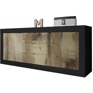 Balias Home Buffet/bahut moderne 210 cm noir mat/chêne péro Agathe Noir mat/chêne péro - Publicité Balias Home Buffet/bahut moderne 210 cm noir mat/chêne péro Agathe Noir mat/chêne péro - Publicité