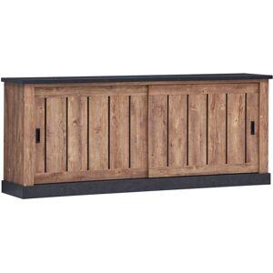 Deladeco Buffet/bahut style industriel 221 cm chêne/noir Adelaide Chêne/noir - Publicité Deladeco Buffet/bahut style industriel 221 cm chêne/noir Adelaide Chêne/noir - Publicité