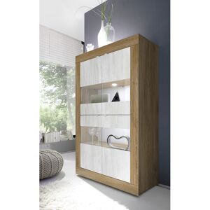 Balias Home Vitrine moderne 101 cm chêne mercure/blanc structuré Agathe - Publicité Balias Home Vitrine moderne 101 cm chêne mercure/blanc structuré Agathe - Publicité