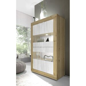 Balias Home Vitrine moderne 101 cm chêne cadiz/blanc structuré Agathe - Publicité Balias Home Vitrine moderne 101 cm chêne cadiz/blanc structuré Agathe - Publicité