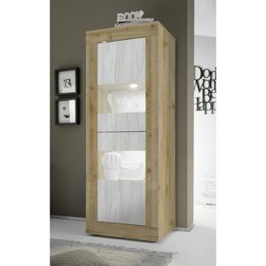 Balias Home Vitrine moderne 61 cm chêne cadiz/blanc structuré Agathe - Publicité Balias Home Vitrine moderne 61 cm chêne cadiz/blanc structuré Agathe - Publicité