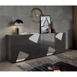 Balias Home Buffet/bahut moderne 241 cm gris laqué brillant Larissa Gris laqué brillant - Publicité Balias Home Buffet/bahut moderne 241 cm gris laqué brillant Larissa Gris laqué brillant - Publicité