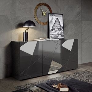 Balias Home Buffet/bahut moderne 181 cm gris laqué brillant Larissa Gris laqué brillant - Publicité Balias Home Buffet/bahut moderne 181 cm gris laqué brillant Larissa Gris laqué brillant - Publicité
