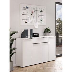 Vivabita Armoire de bureau 4 portes/1 tiroir blanche Maily Blanc - Publicité Vivabita Armoire de bureau 4 portes/1 tiroir blanche Maily Blanc - Publicité
