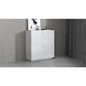 Deladeco Buffet haut moderne 120 cm blanc brillant Pedro Blanc laqué brillant - Publicité Deladeco Buffet haut moderne 120 cm blanc brillant Pedro Blanc laqué brillant - Publicité