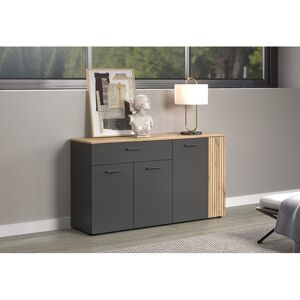 Deladeco Buffet/bahut moderne 150 cm chêne/anthracite Julian Chêne/anthracite - Publicité Deladeco Buffet/bahut moderne 150 cm chêne/anthracite Julian Chêne/anthracite - Publicité