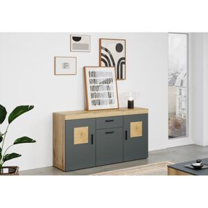 Deladeco Buffet/bahut moderne 160 cm chêne/anthracite Bonnie Chêne/anthracite - Publicité Deladeco Buffet/bahut moderne 160 cm chêne/anthracite Bonnie Chêne/anthracite - Publicité