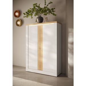 Balias Home Buffet haut contemporain blanc laqué brillant Isia Blanc laqué brillant/chêne - Publicité Balias Home Buffet haut contemporain blanc laqué brillant Isia Blanc laqué brillant/chêne - Publicité