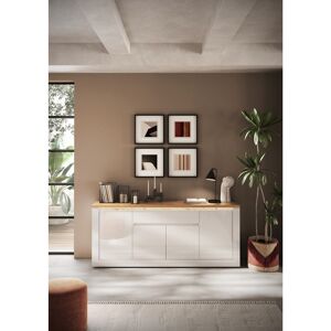Balias Home Buffet/bahut contemporain 207 cm blanc laqué brillant Isia Blanc laqué brillant/chêne - Publicité Balias Home Buffet/bahut contemporain 207 cm blanc laqué brillant Isia Blanc laqué brillant/chêne - Publicité